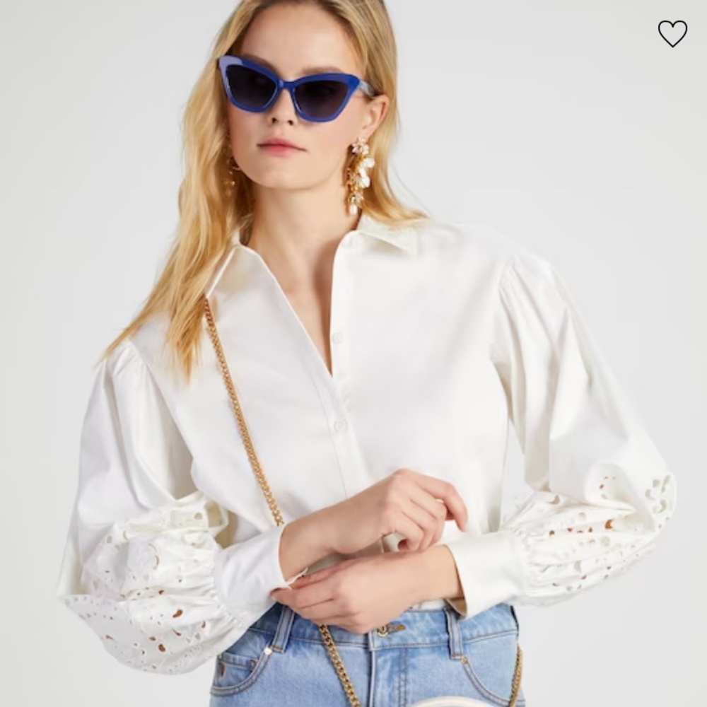 Kate Spade Poplin Embroidered Cutwork Blouse